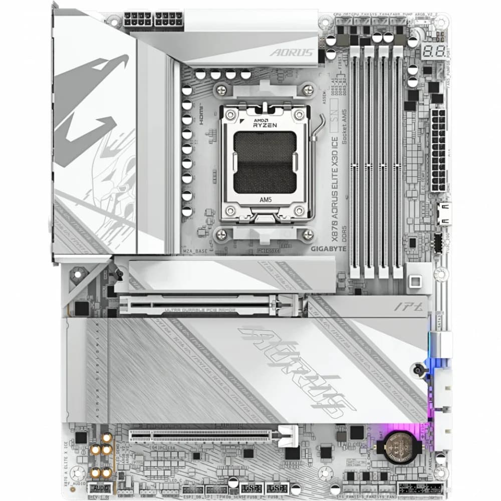 Материнская плата Gigabyte X870 A ELITE X ICE SocketAM5 AMD X870 4xDDR5 ATX AC`97 8ch(7.1) 2.5Gg RAID+HDMI