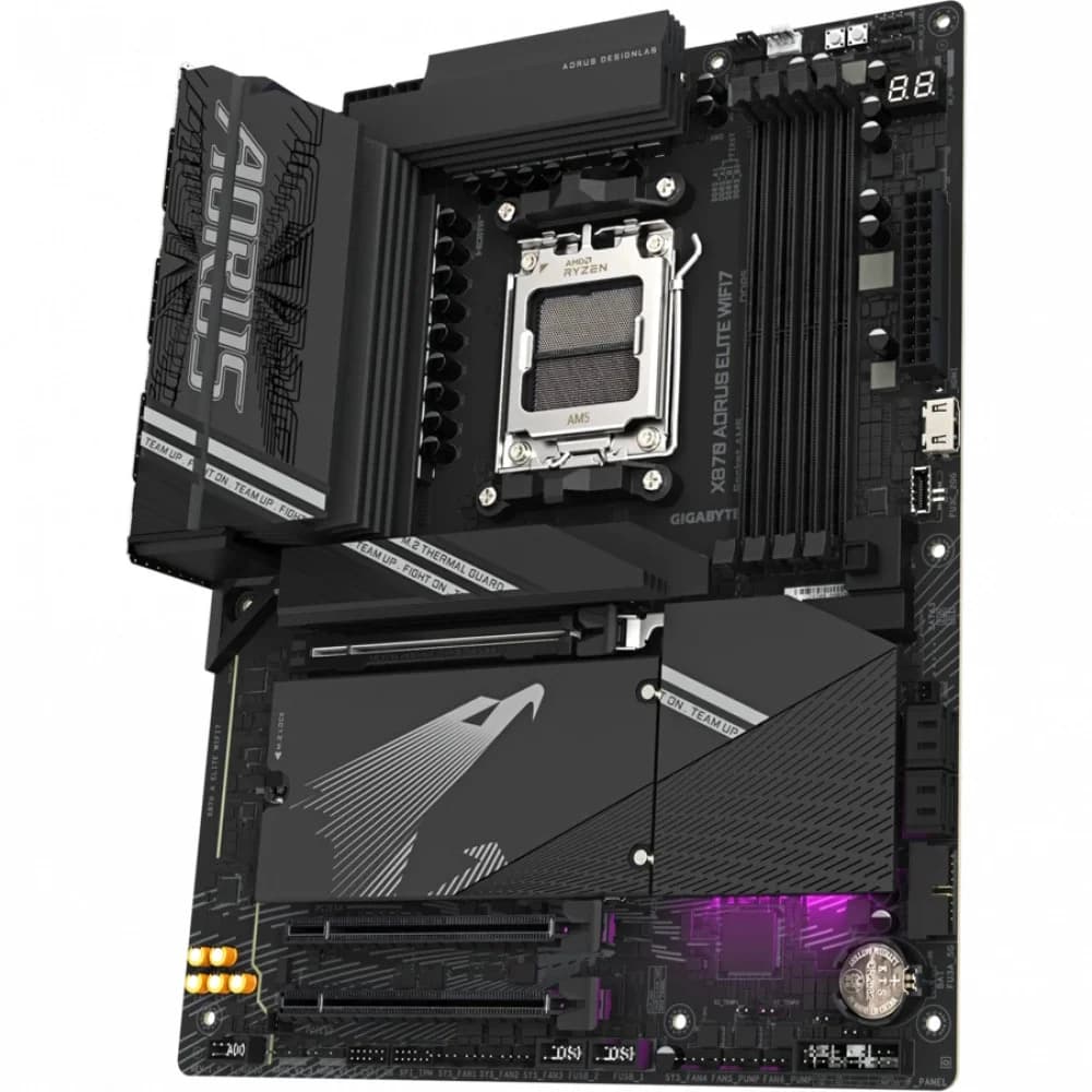 Материнская плата, Gigabyte, X870 AORUS ELITE WIFI7 (4719331864811), AM5, X870, 4xDDR5 4400/4800/5200/8200(OC), 4xSATA3, 4xM.2 (PCIe 4.0 x4/x2), Raid, 1xHDMI, 2xUSB4 Type-C®, 3xPCI-Ex16, Wi-Fi, ATX