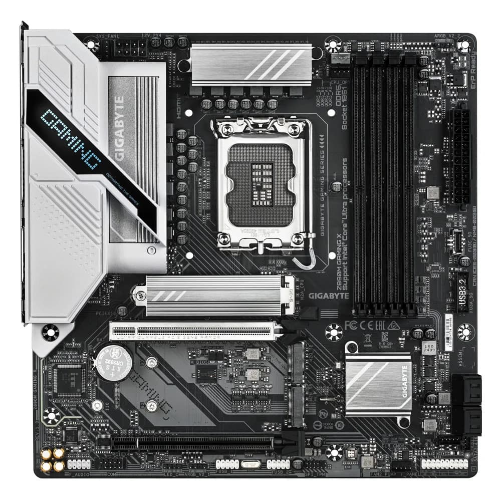 Материнская плата, Gigabyte, Z890M GAMING X (4719331865160), LGA1851, iZ890, 4xDDR5 9200(OC)/6400/6200/6000/5800/5600, 4xSATA3, 3xM.2 (1*PCI-E 5.0x4/x2, 2*PCI-E 4.0x4/x2), Raid, 2*DP, HDMI, 2xPCI-Ex