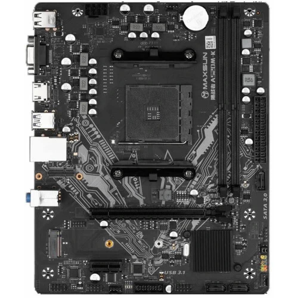 Материнская плата MaxSun Challenger A520M-K, AM4, 2xDDR4, HDMI+VGA, PCIe3.0, 4xSATA, 1xM.2, mATX