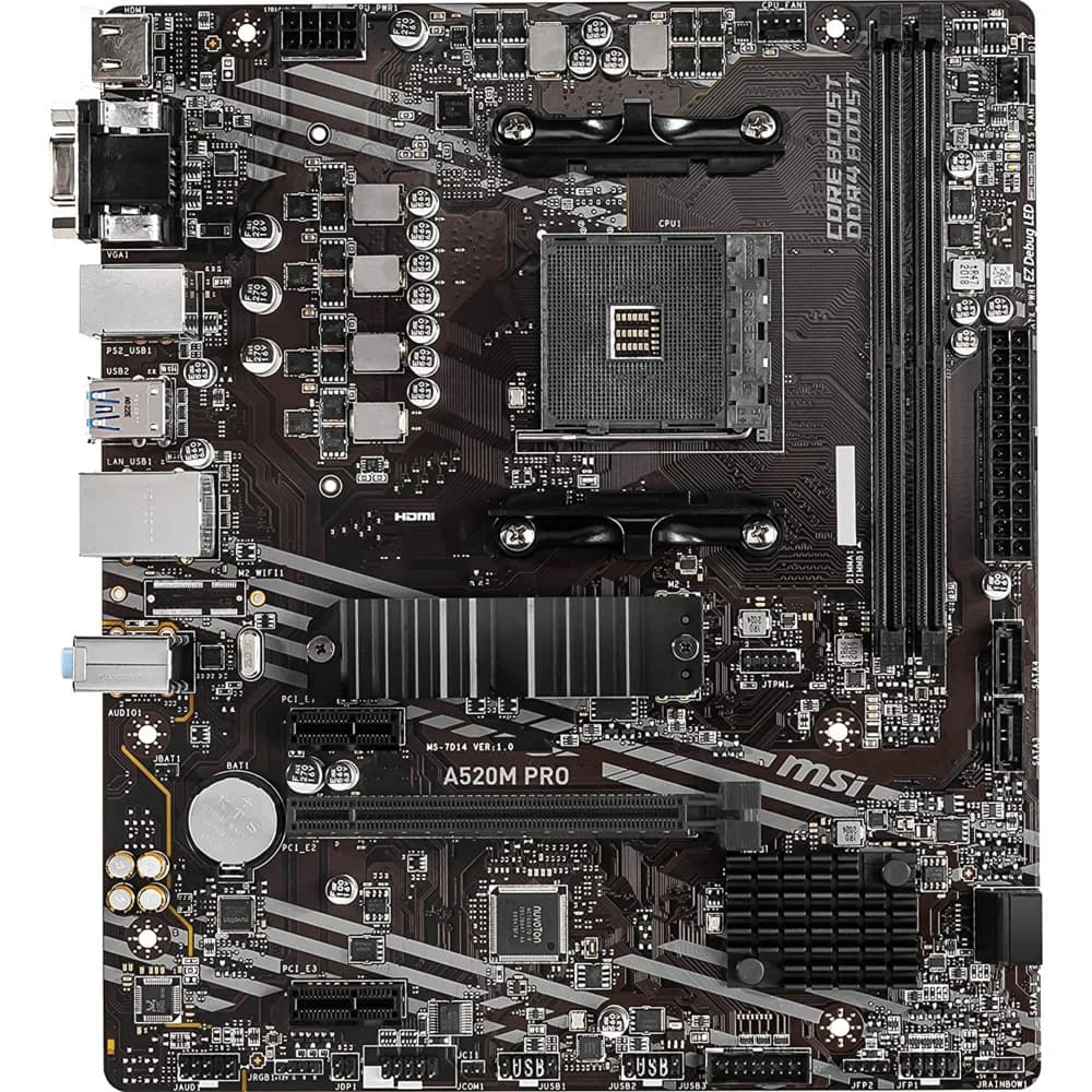 MB Socket AM4, MATX, AMD A520 (D-Sub+HDMI+DP, GNIC) MSI A520M Pro, 2DDR4, PCIx16, 2PCIx1