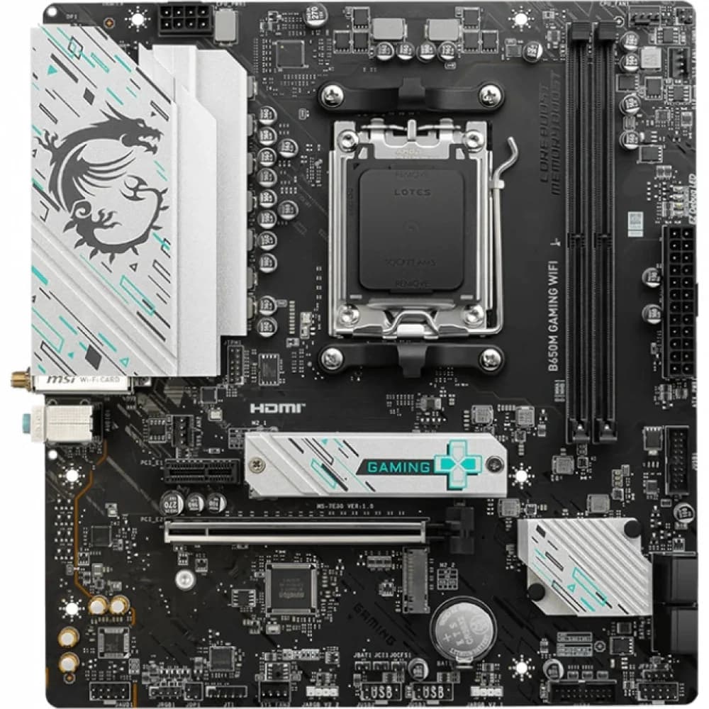 Материнская плата MSI B650M GAMING WIFI SocketAM5 AMD B650 2xDDR5 mATX AC`97 8ch(7.1) 2.5Gg RAID+VGA+HDMI+DP