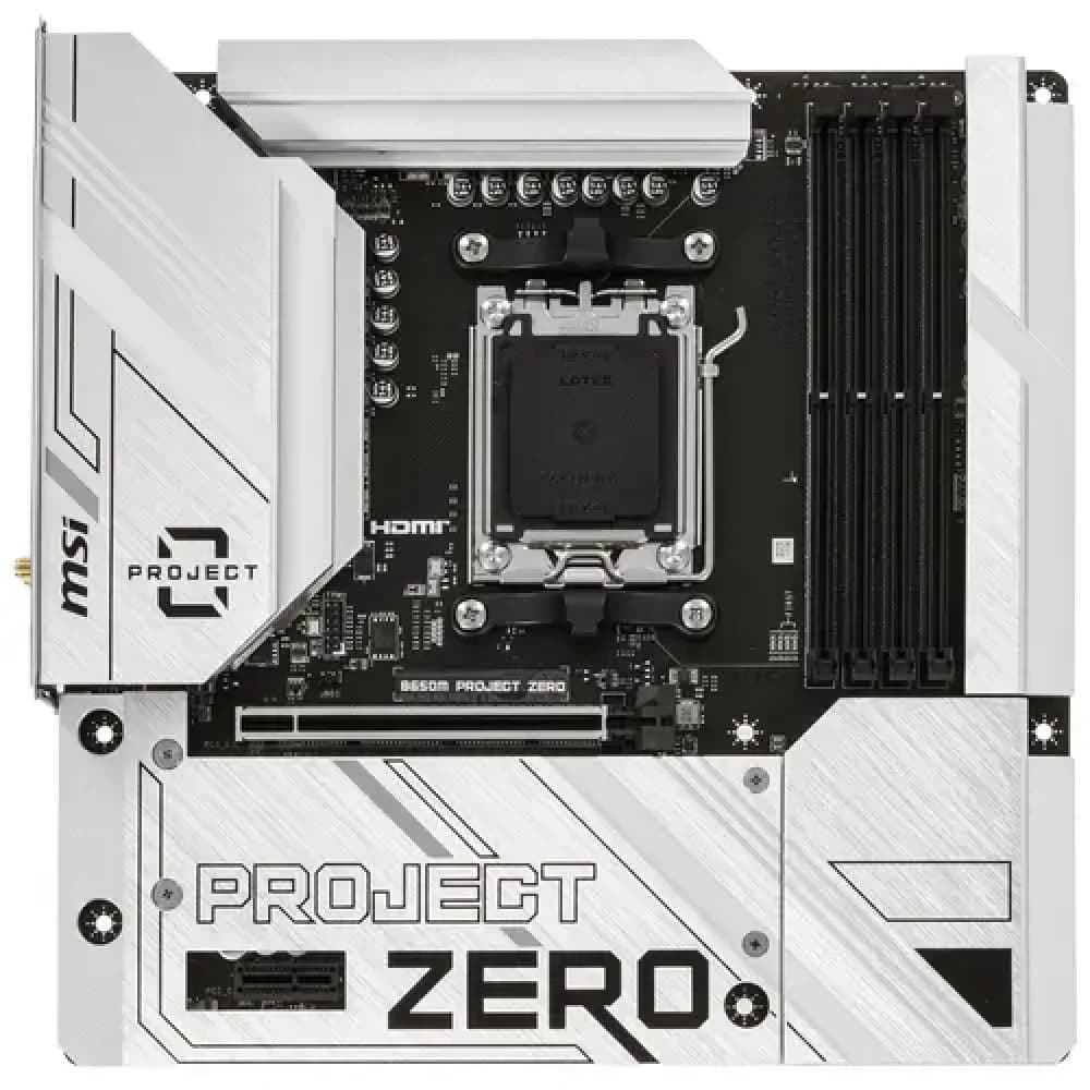 Материнская плата MSI B650M PROJECT ZERO AM5 B650 4xDDR5 4xSATA3 RAID 2xM.2 HDMI DP mATX
