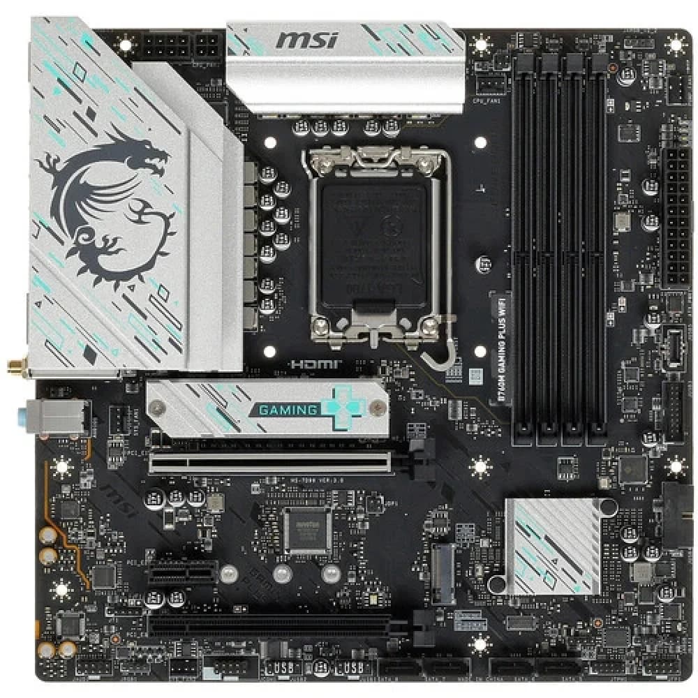 Материнская плата MSI B760M GAMING PLUS WIFI Soc-1700 Intel B760 4xDDR5 mATX AC`97 8ch(7.1) 2.5Gg+HDMI+DP