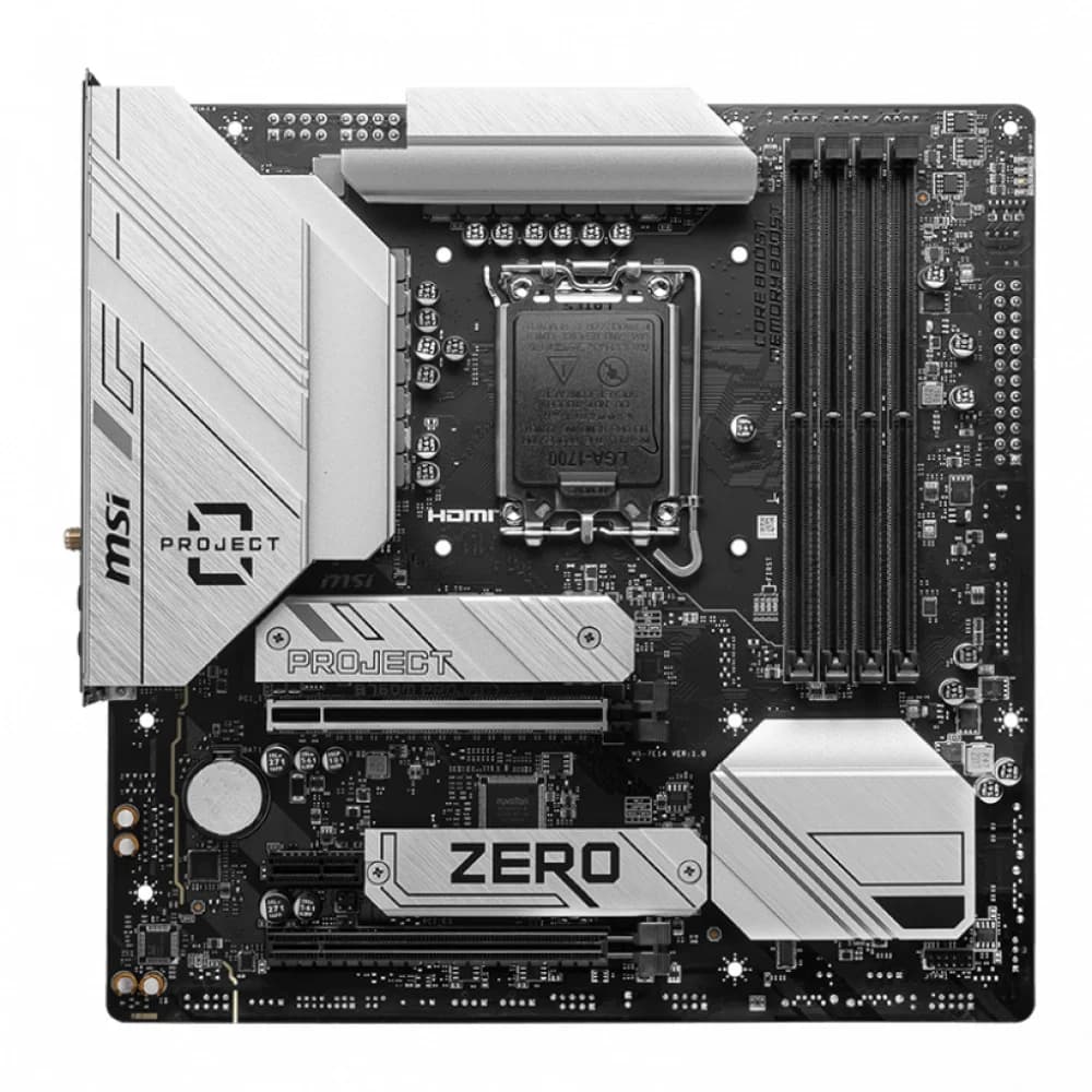Материнская плата MSI B760M PROJECT ZERO LGA1700 B760 4xDDR5 4xSATA3 RAID 2xM.2 HDMI DP mATX