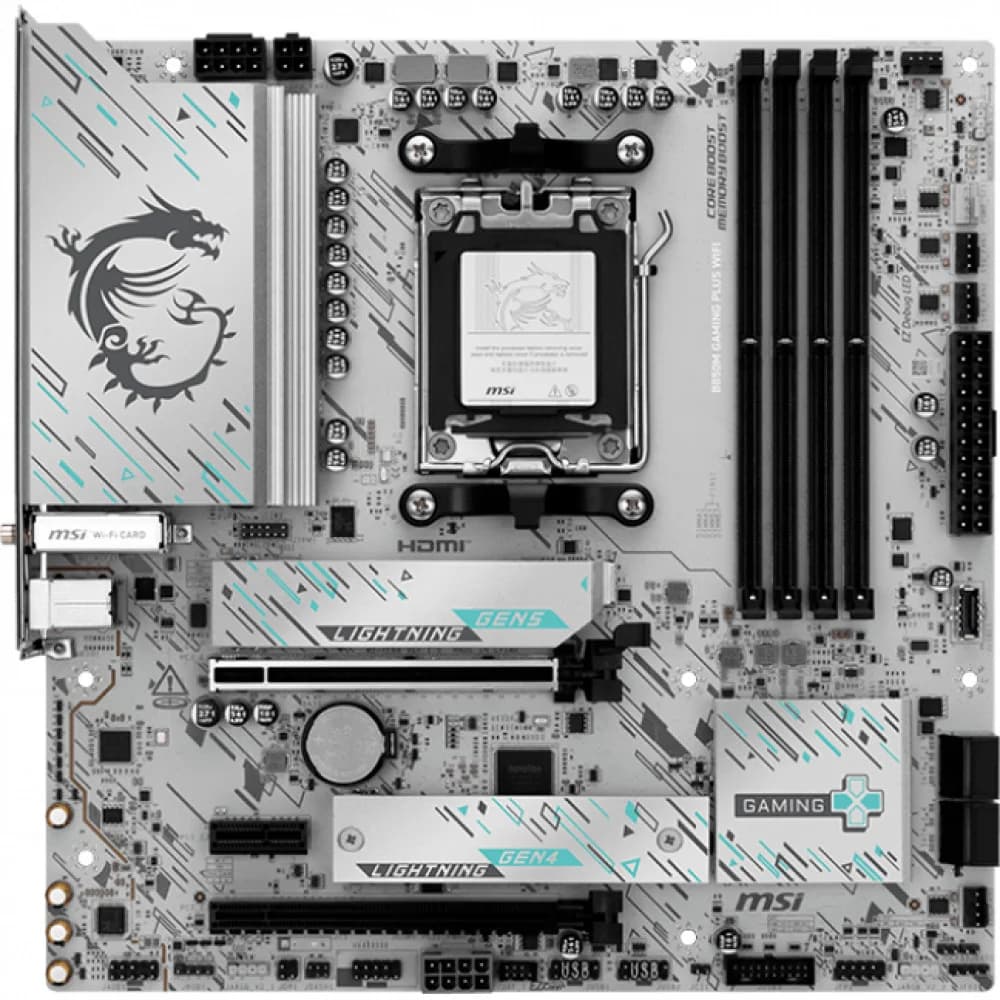 Материнская плата MSI B850M GAMING PLUS WIFI AM5 4xDDR5 4xSATA3 RAID 3xM.2 HDMI DP 2xType-C(DP) mATX