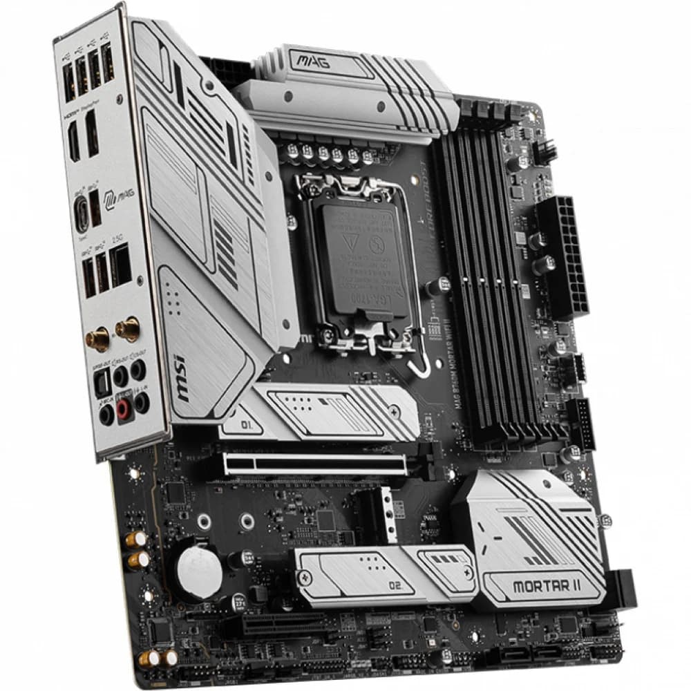 Материнская плата MSI MAG B760M MORTAR WIFI II B760, LGA1700, 4*DDR5, 1*PCIEx16, 1*PCIEx4, 3*M.2, 2*TypeC, 3*USB3.2Gen2, 2*USB3.2Gen1, 8*USB2.0, 4*SATA3.0, 2.5G, DP, HDMI, M-ATX, RTL