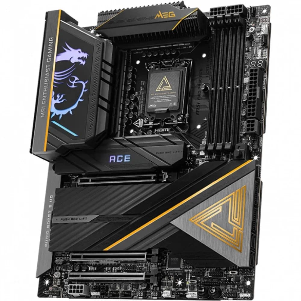 Материнская плата MSI MEG Z890 ACE LGA1851 4xDDR5 6xSATA3 RAID 5M.2 1xHDMI 2xThunderbolt4 10xUSB 10Gbps 1x10G LAN Wi-Fi Bluetooth ATX