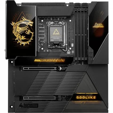 Материнская плата MSI MEG Z890 GODLIKE Z890, LGA1851, 4*DDR5, 2*PCIEx16, 1*PCIEx4, 8*M.2, 7*TypeC, 8*USB3.2Gen2, 4*USB3.2Gen1, 4*USB2.0, 4*SATA3.0, 10G, 5G, 2xType-C(DP), E-ATX, RTL