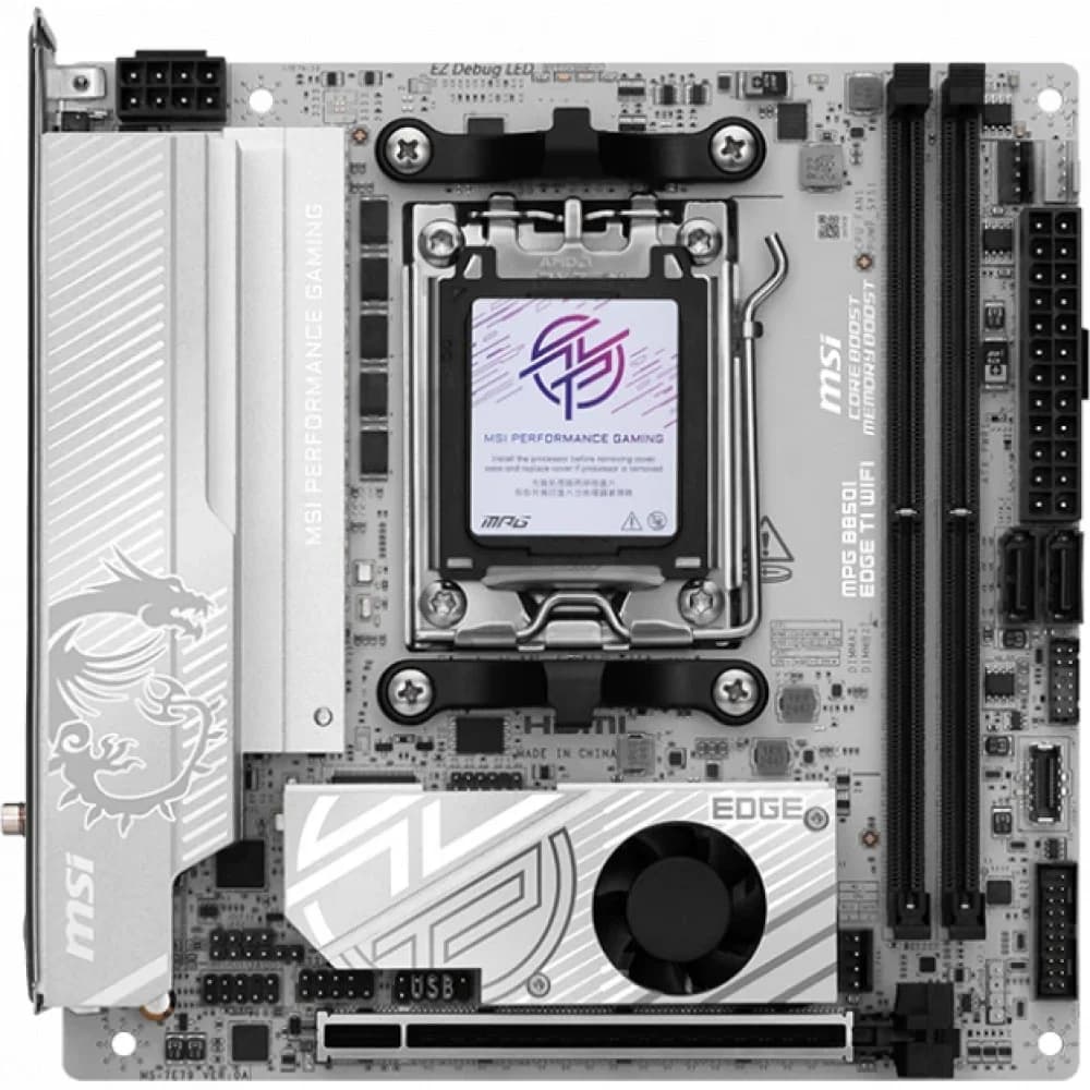 Материнская плата MSI MPG B850I EDGE TI WIFI AM5 B850 2xDDR5 2xSATA RAID 2xM.2 HDMI Type-C mTX