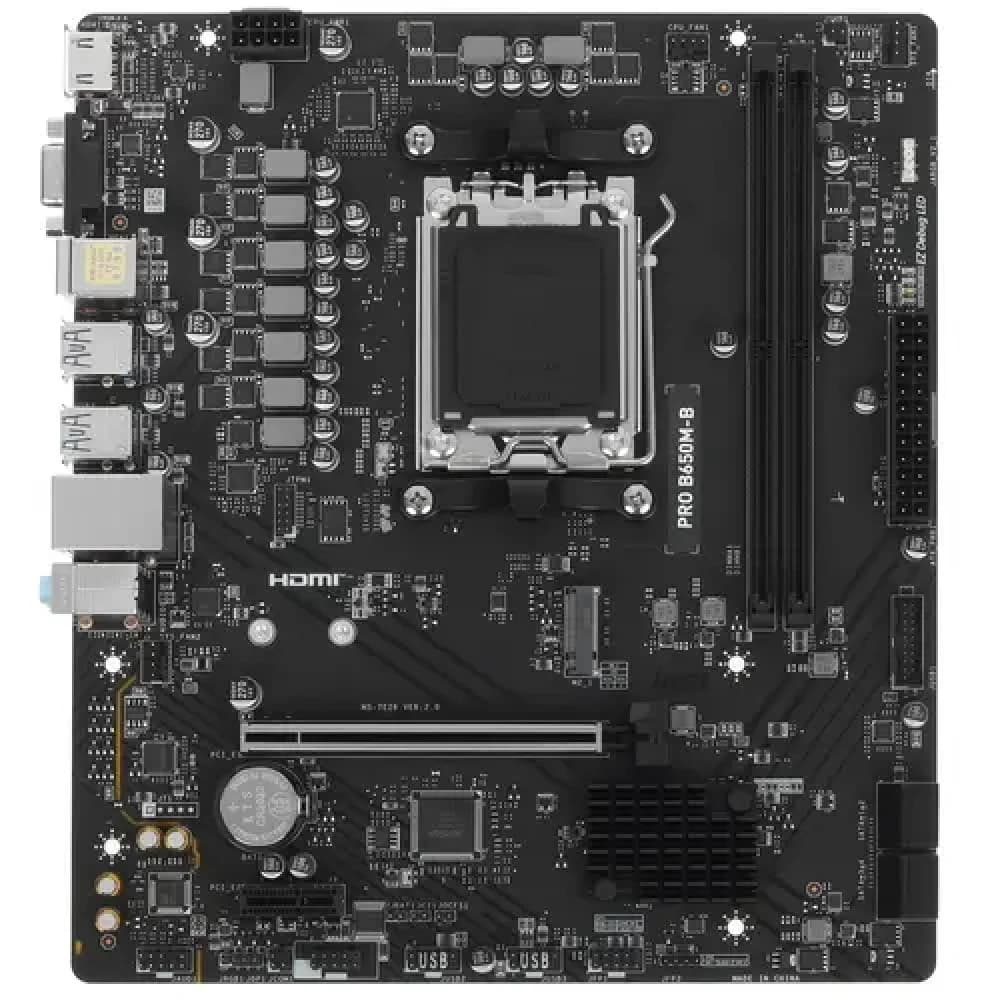 Материнская плата MSI PRO B650M-B AM5 4xDDR5 4xSATA3 RAID M.2 HDMI VGA mATX