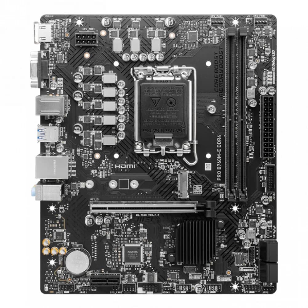 Материнская плата MSI PRO B760M-E DDR4 Soc-1700 Intel B760 2xDDR4 mATX AC`97 8ch(7.1) GbLAN+VGA+HDMI