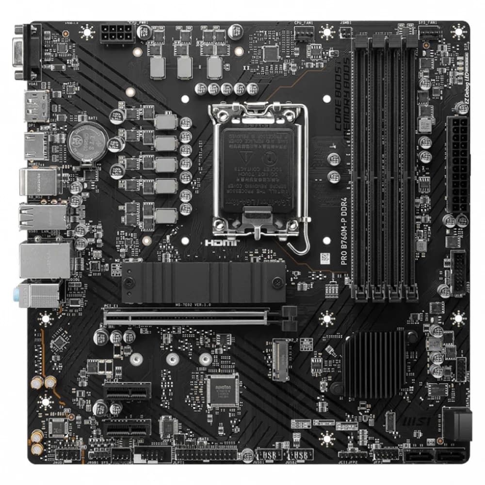 Материнская плата MSI PRO B760M-P DDR4 Soc-1700 Intel B760 4xDDR4 mATX AC`97 8ch(7.1) GbLAN+VGA+HDMI+DP