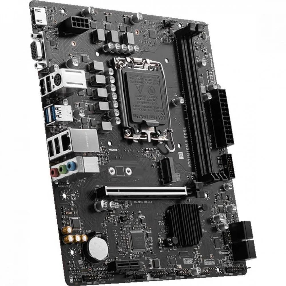 Материнская плата MSI PRO H610M-E DDR4 Socket 1700, Intel H610, 2xDDR4, PCI-E 4.0, PCIe 3.0 x1 VGA, HDMI, mATX