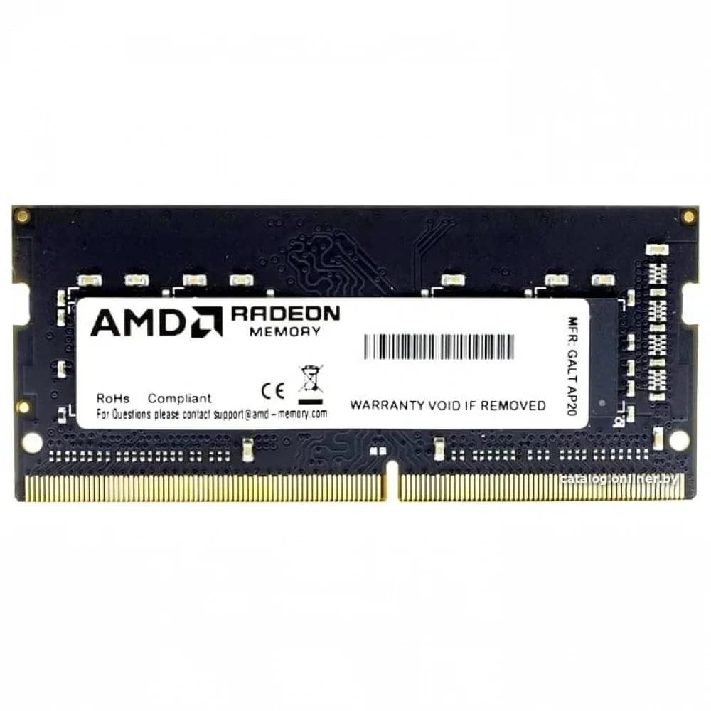 16GB AMD Radeon™ DDR4 3200 SO DIMM R9 Gamers Series Black Gaming Memory R9416G3206S2S-UO Non-ECC, CL16, 1.2V, Bulk (182286) {50}