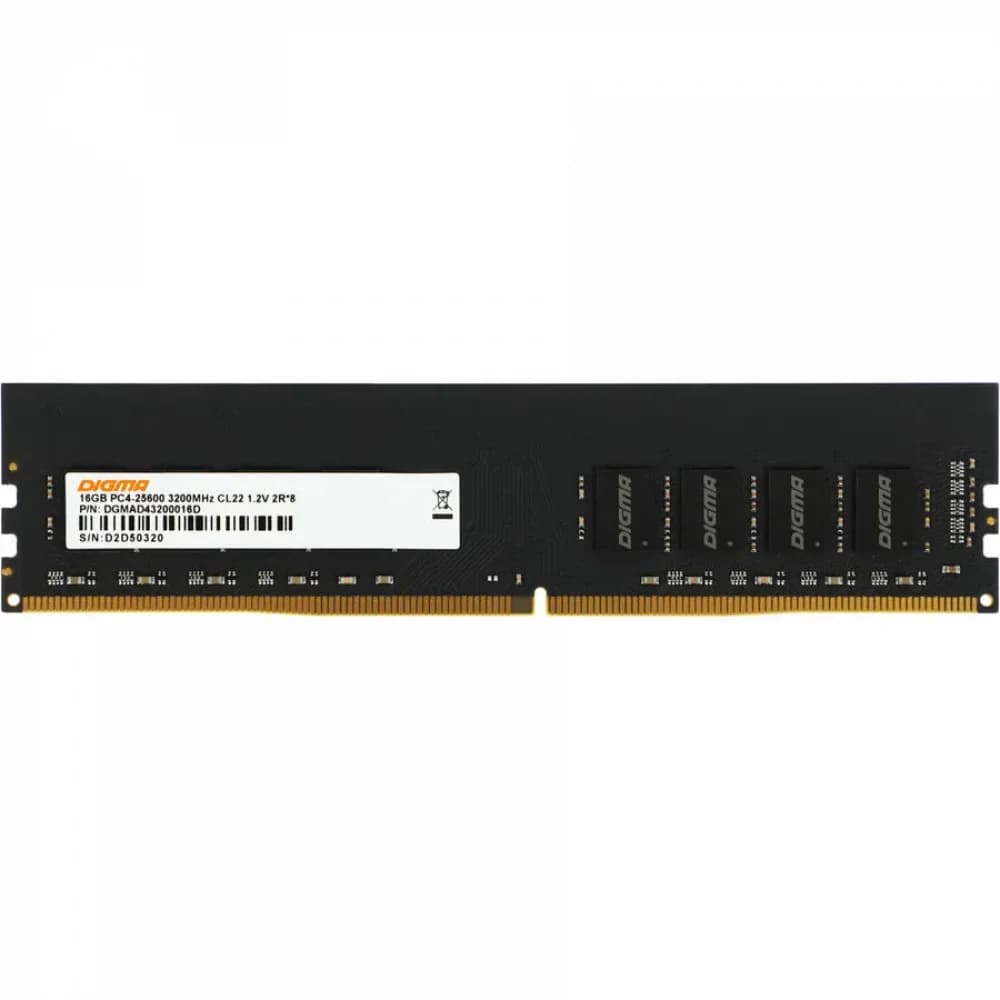 Память DDR4 16Gb 3200MHz Digma DGMAD43200016D RTL PC4-25600 CL22 DIMM 288-pin 1.2В dual rank