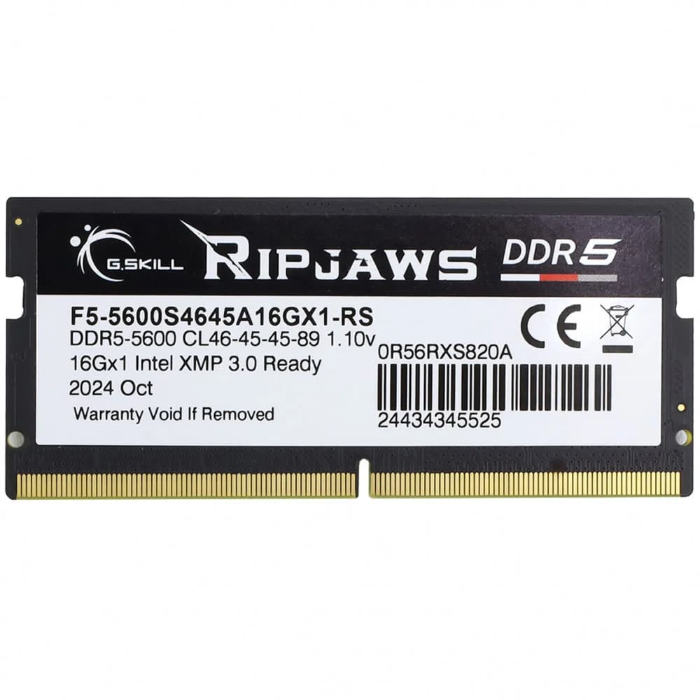 SO-DIMM DDR5 16 GB 5600MHz G.Skill RipJaws, F5-5600S4645A16GX1-RS, 46-45-45-89