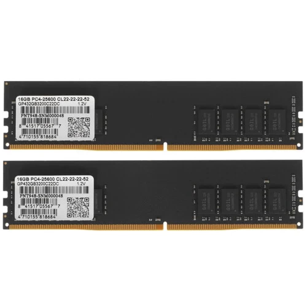Оперативная память 32GB Kit (2x16GB) GEIL DDR4 3200Mhz PRISTINE PC4-25600 22-22-22-52 GP432GB3200C22DC