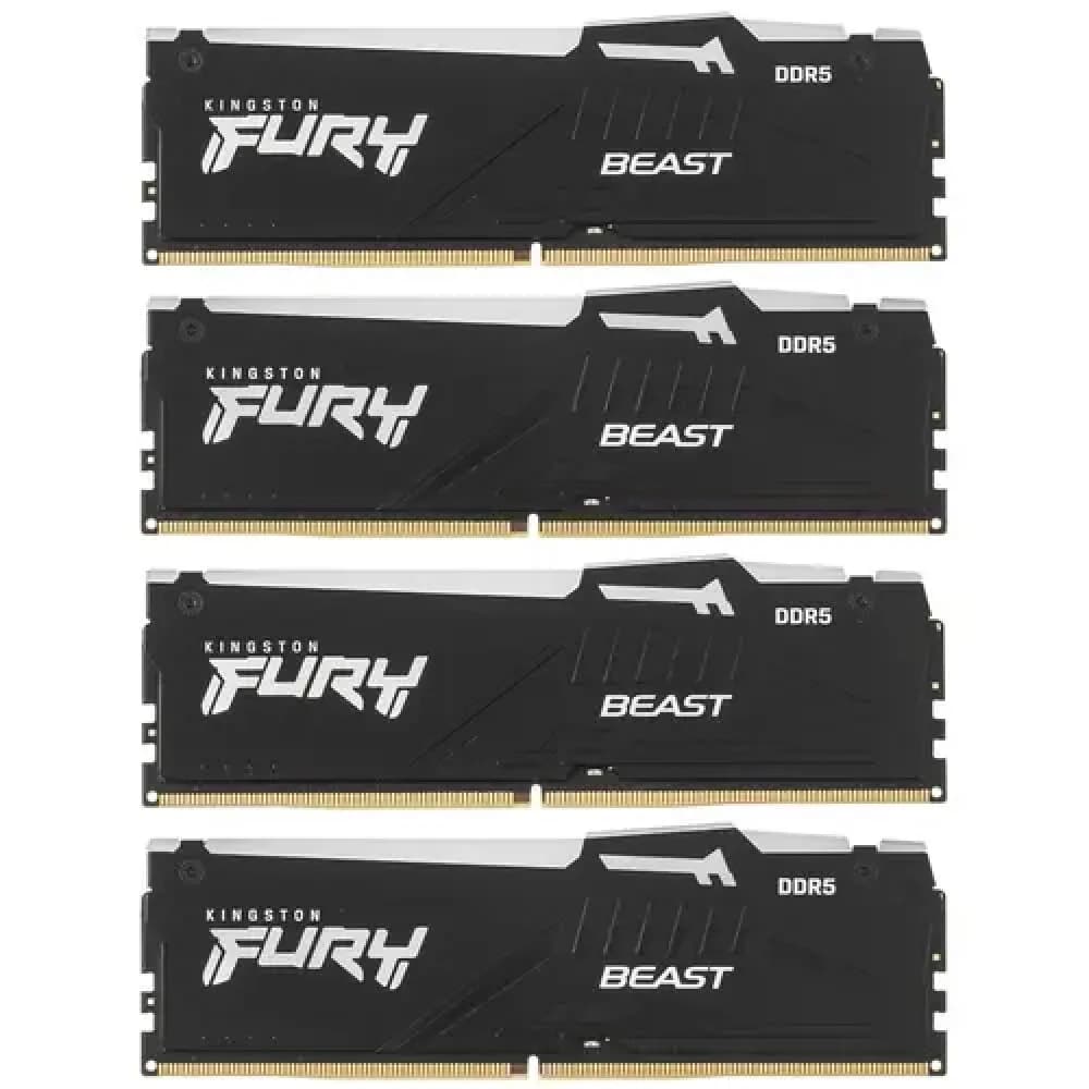 DDR 5 DIMM 64Gb PC48000, 6000Mhz, Kingston FURY Beast Black RGB CL40 (Kit of 4) (KF560C40BBAK4-64) (retail)