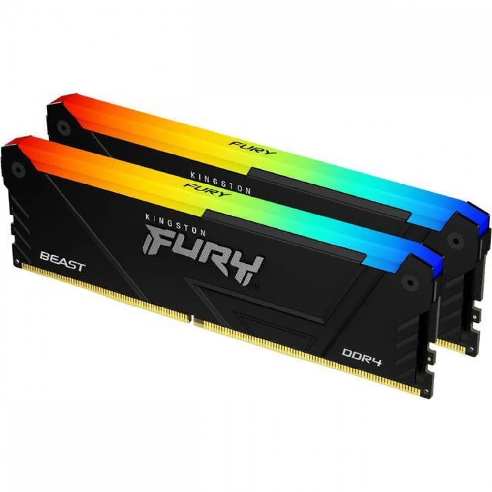 Комплект модулей памяти, Kingston, FURY Beast RGB KF432C16BB2AK2/16 (Kit 2x8GB), DDR4, 16GB, DIMM , Чёрный