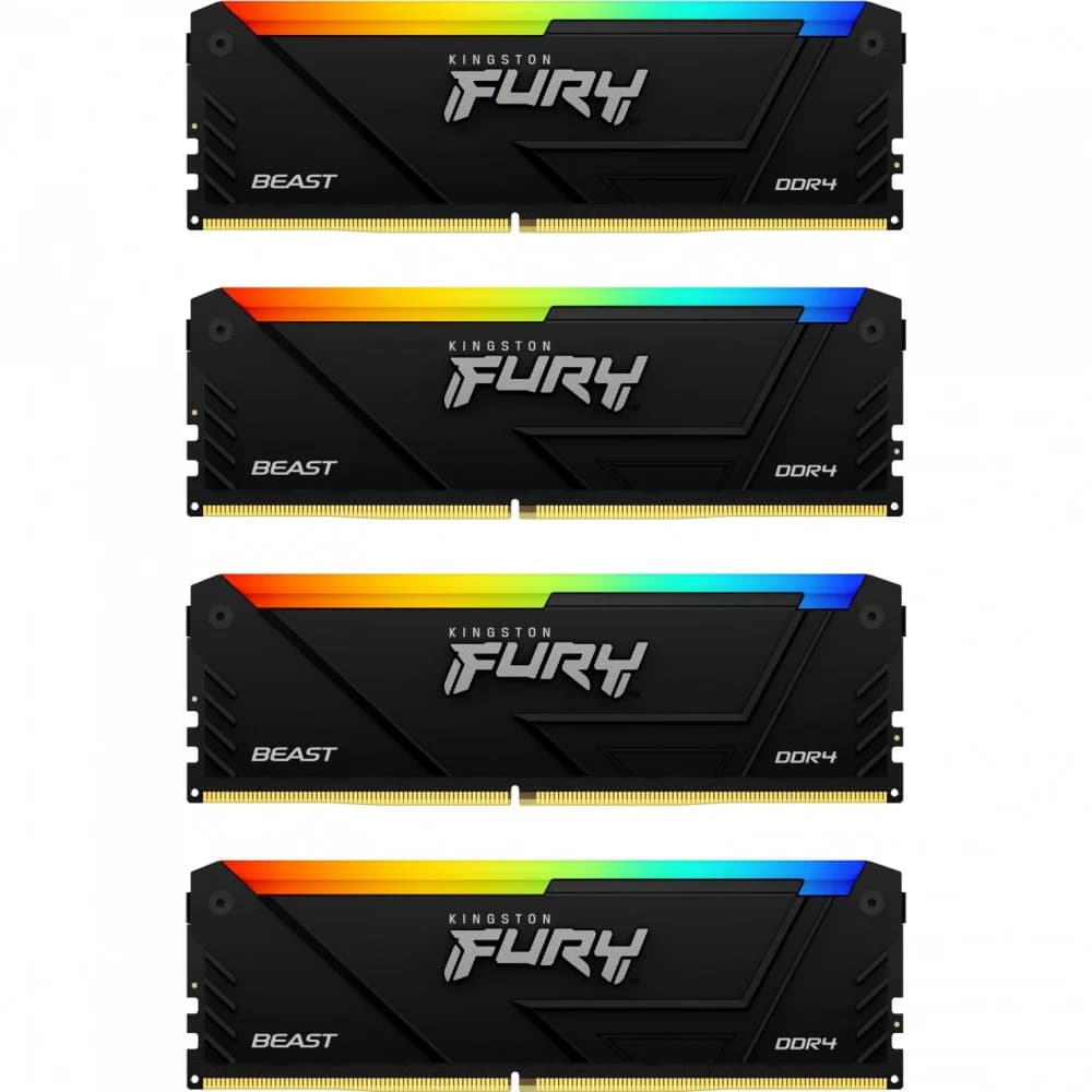 DIMM DDR4 32 GB kit 3200MHz Kingston Fury Beast RGB, KF432C16BB2AK4/32, (4x8GB) CL16
