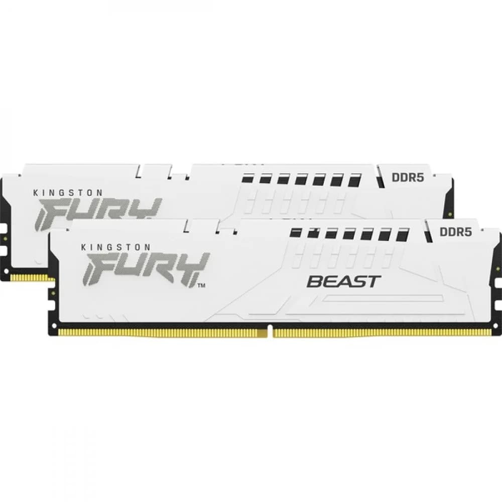 Комплект модулей памяти, Kingston, FURY Beast White XMP KF552C40BWK2-32 (Kit 2x16GB), DDR5, 32GB, CL40, DIMM , Белый