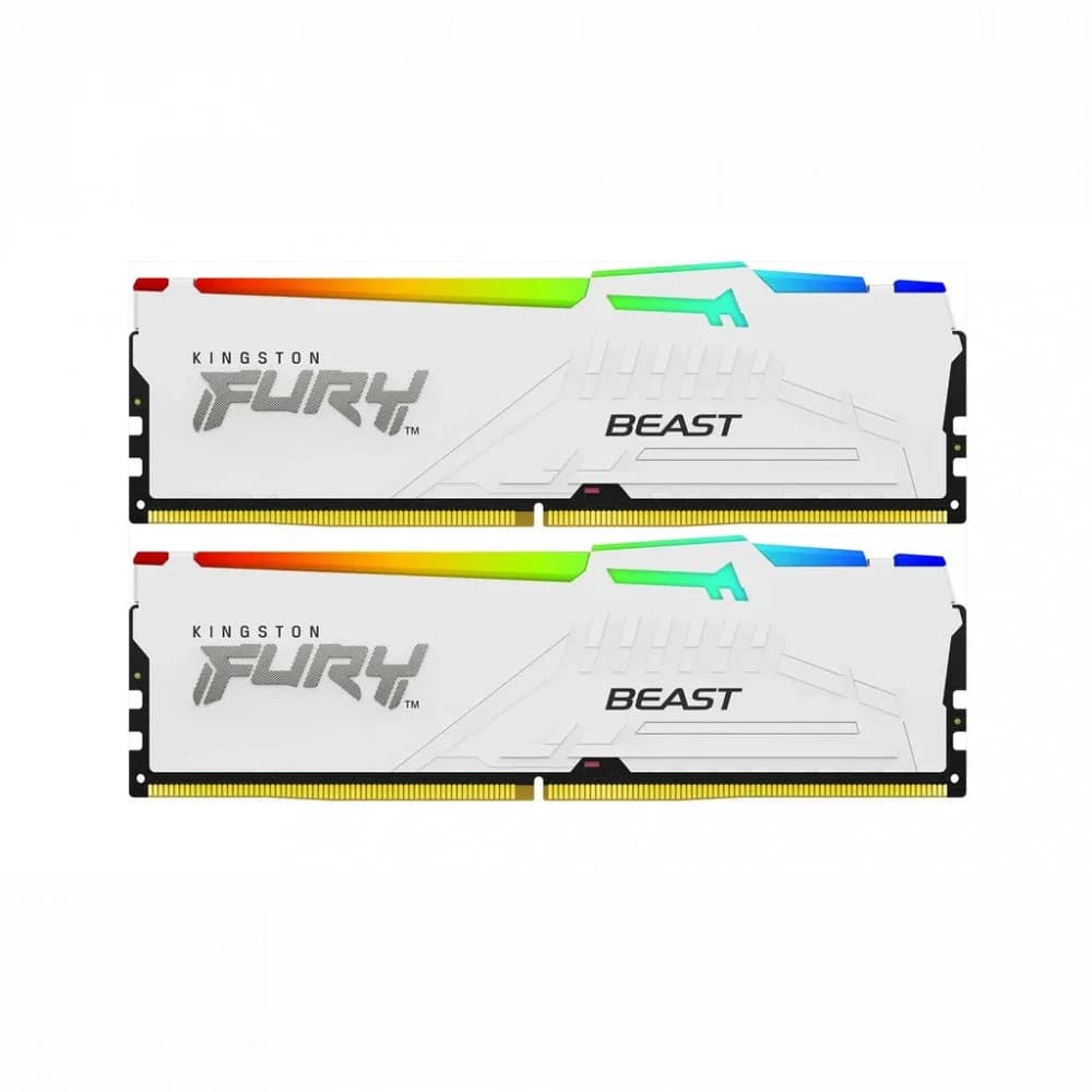 Модуль памяти Kingston 32GB 6000Mhz DDR5 CL36 K2 Fury Beast White RGB kit 2*16 CL36