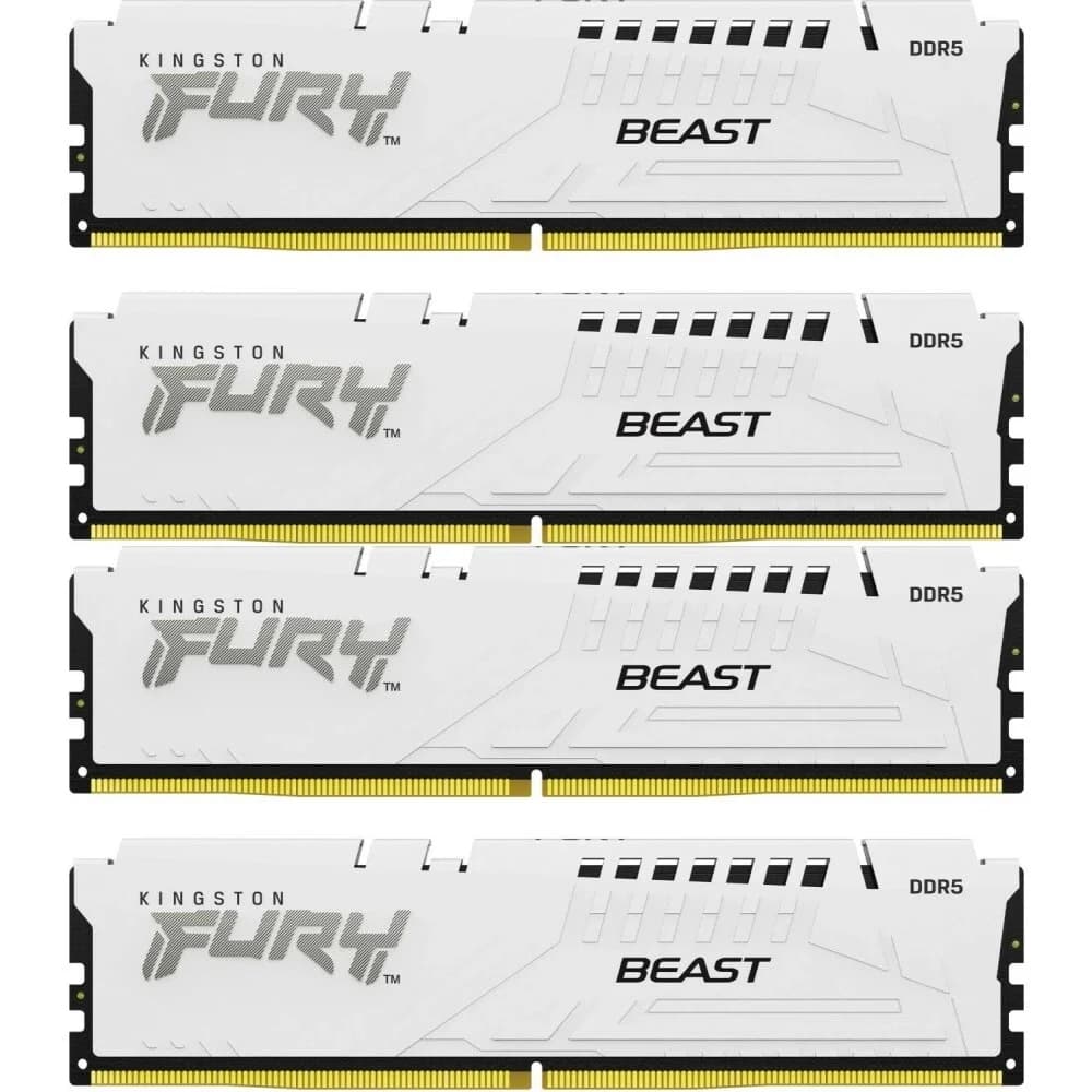 Память оперативная/ Kingston 64GB 6000MT/s DDR5 CL40 DIMM (Kit of 4) FURY Beast White XMP