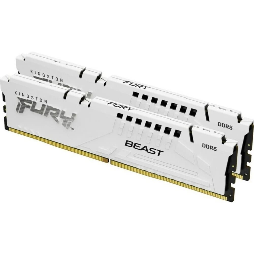 Модуль памяти Kingston 32GB (2x16GB) DDR5 6000MT/s CL36 FURY Beast White EXPO Non-ECC Unbuffered DIMM (Kit of 2) 1RX8 36-44-44 1.35V 288-pin 16Gbit