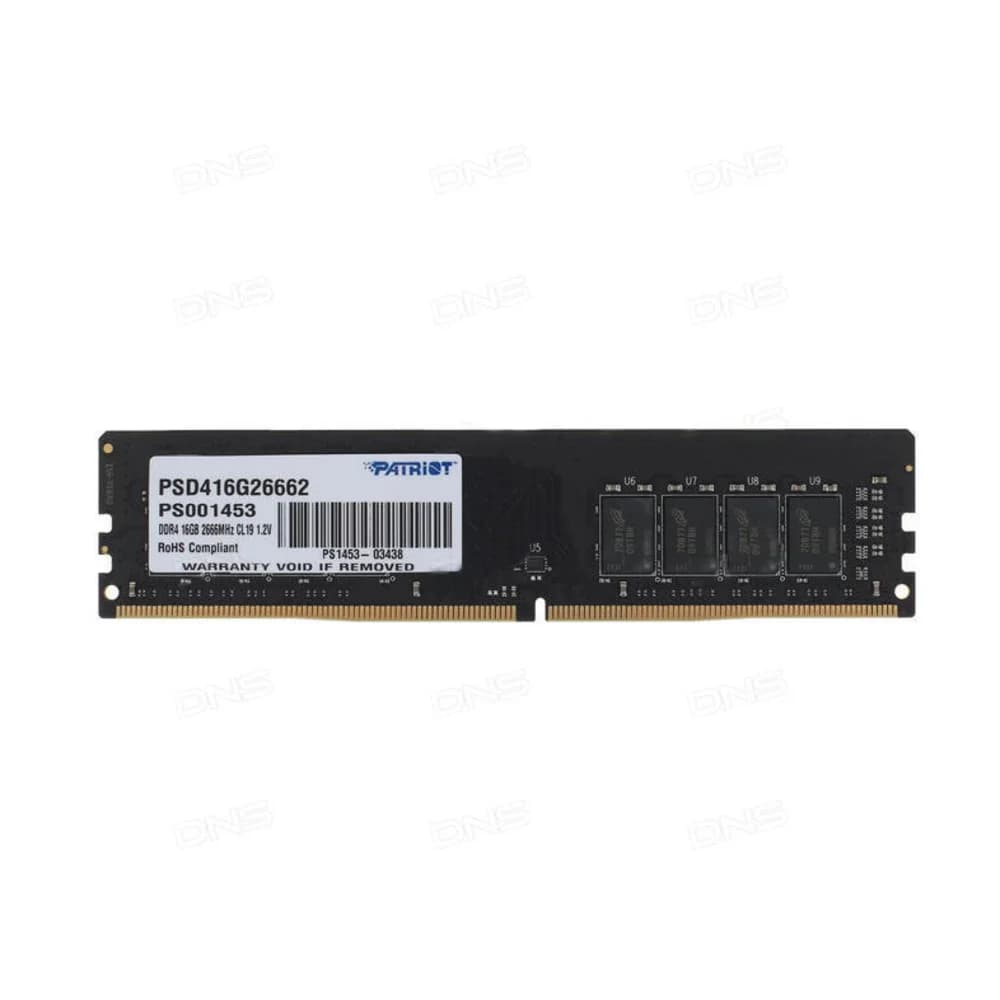 Модуль памяти PATRIOT Signature Line DDR4 Общий объём памяти 16Гб Module capacity 16Гб 2666 МГц Множитель частоты шины 19 1.2 В PSD416G26662