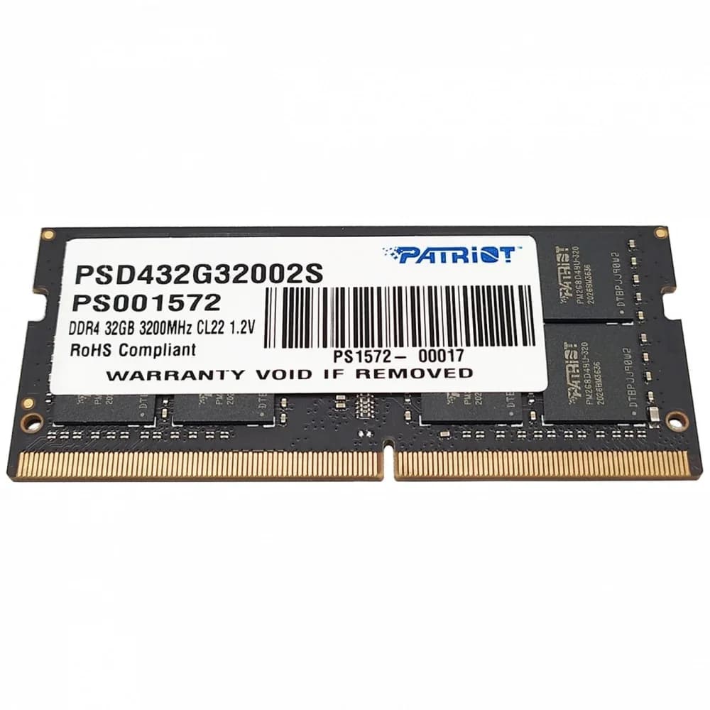 SO-DIMM DDR 4 DIMM 32Gb PC25600, 3200Mhz, PATRIOT Signature (PSD432G32002S) (retail)