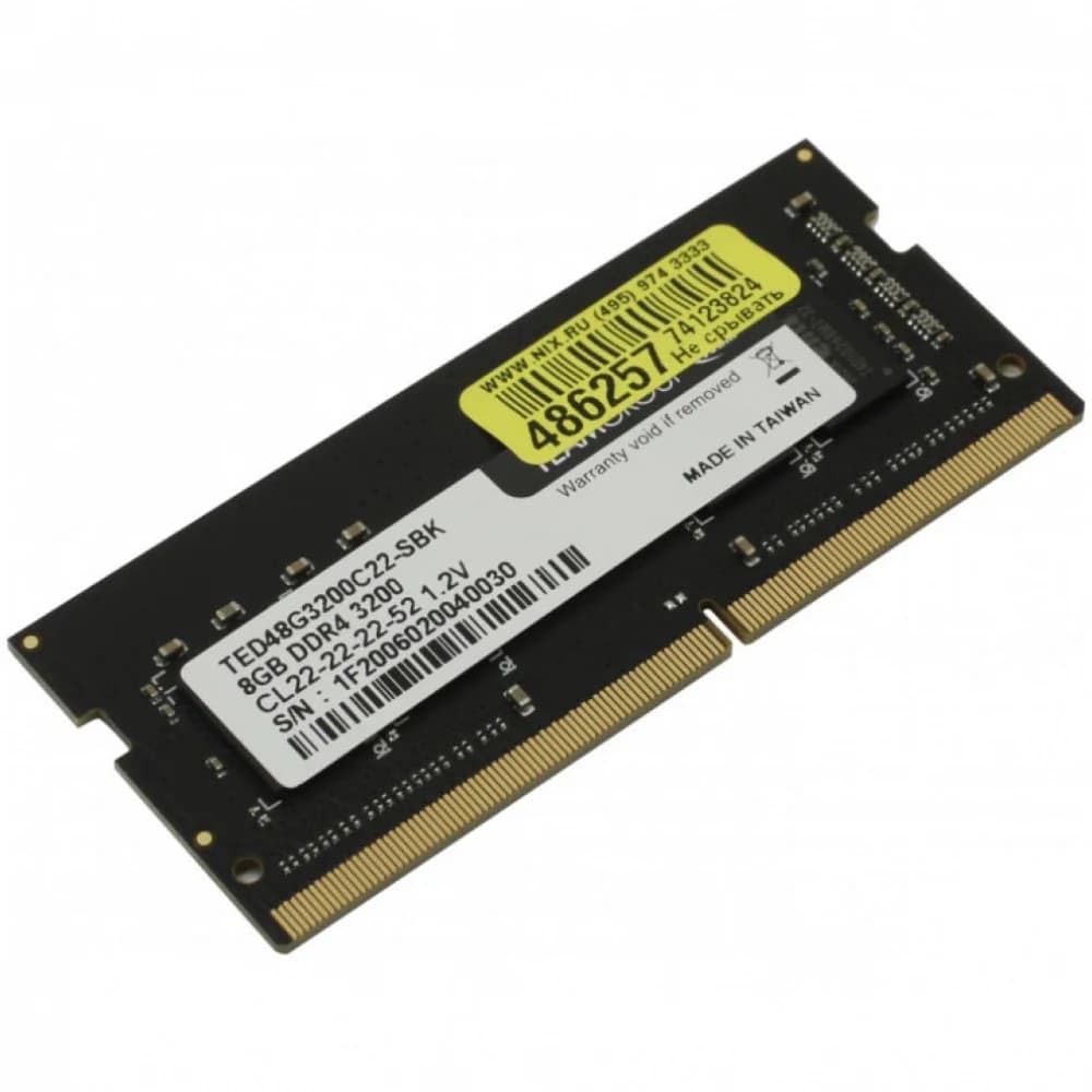 Оперативная память для ноутбука 8GB DDR4 3200Mhz Team Group ELITE PC4-25600 CL22 SO-DIMM TED48G3200C22-S01