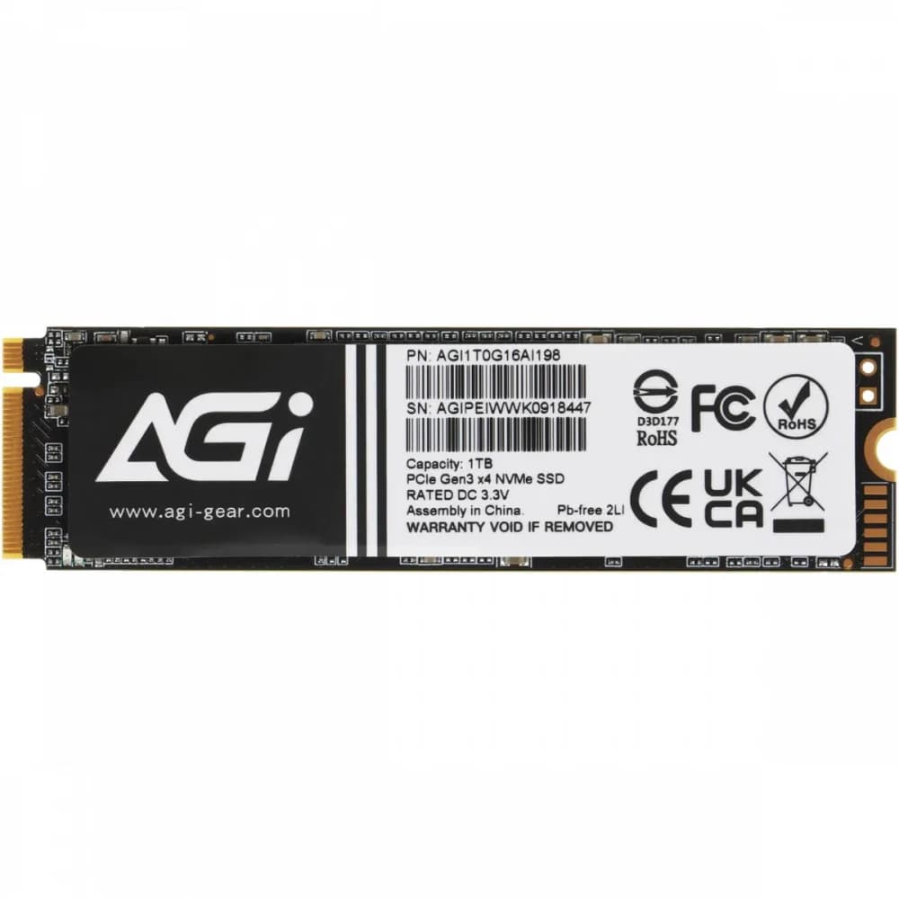 Накопитель SSD AGi PCIe 3.0 x4 4TB AGI4T0GIMAI298 AI298 M.2 2280