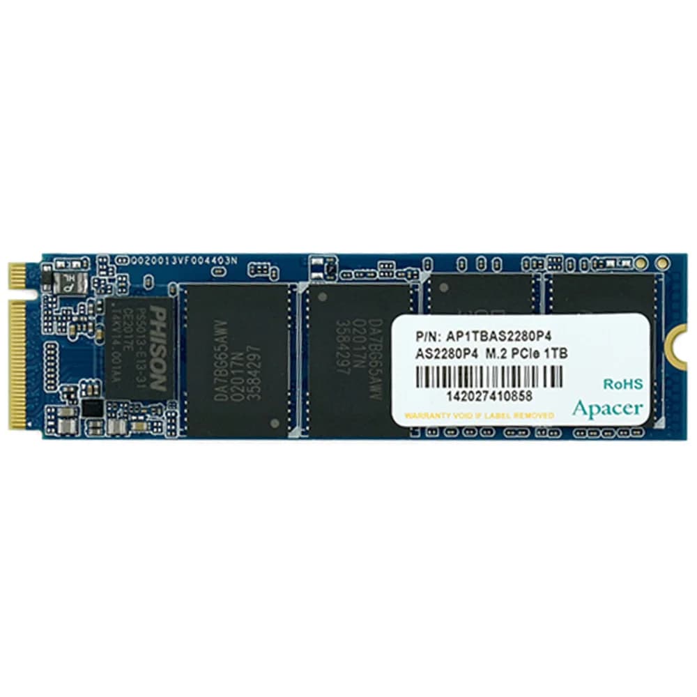 M.2 2280 1TB Apacer AS2280P4 Client SSD AP1TBAS2280P4-1 PCIe Gen3x4 with NVMe, 3000/2000, IOPS 215/390K, MTBF 1.5M, 3D TLC, 800TBW, 0,73DWPD, RTL (918253)