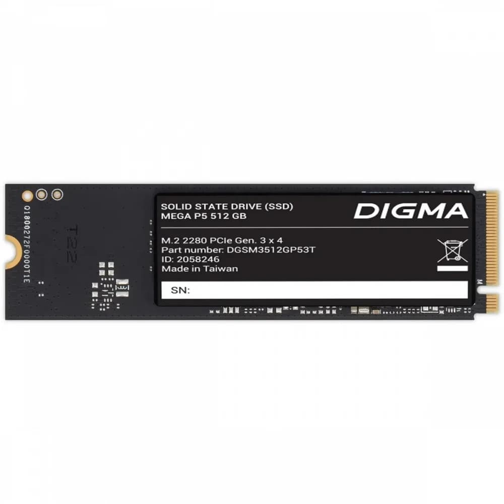 Накопитель SSD Digma PCIe 3.0 x4 512GB DGSM3512GP53T Mega P5 M.2 2280
