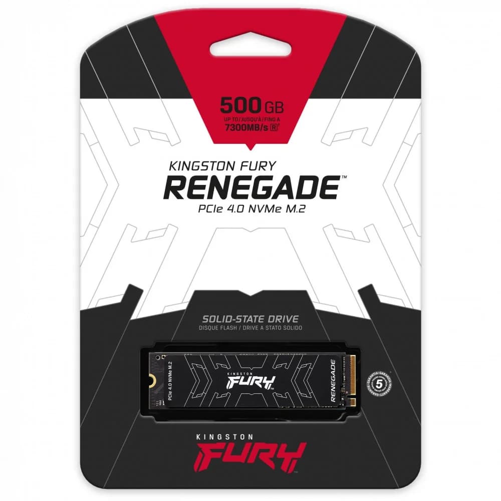 M.2 2280 500GB Kingston FURY Renegade Client SSD SFYRSK/500G PCIe 4.0 NVMe, 7300/3900, IOPS 450/900K, MTBF 1.8M, 3D TLC, 500TBW, 0.55DWPD, with Heat Spreader (5 лет), RTL (324525) {10}