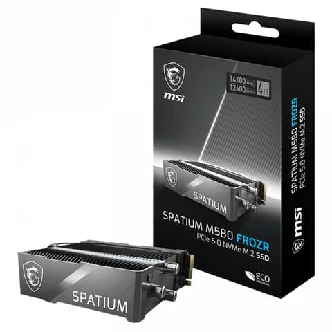 Твердотельный накопитель 4000Gb SSD MSI SPATIUM M580 FROZR, M.2 2280, PCIe Gen5x4, NVMe 2.0, R14100 MB/s W12600MB/s, dram 8GB LPDDR4, 3000TBW, SPATIUM M580 PCIe 5.0 NVMe M.2 4TB FROZR