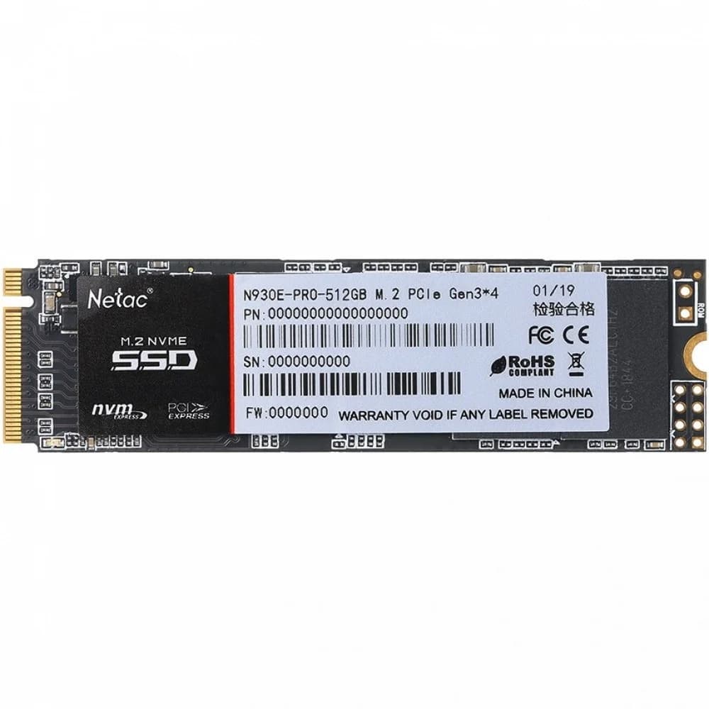SSD M.2 Netac 512Gb N930E Pro Series Retail (PCI-E 3.1 x4, up to 2000/1700MBs, 3D NAND, 300TBW, NVMe 1.3, 22х80mm)