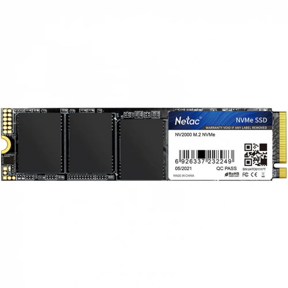 Твердотельный накопитель SSD 512Gb, M.2 2280, Netac NV2000, NVMe, PCIe 3x4, 2500R/1950W