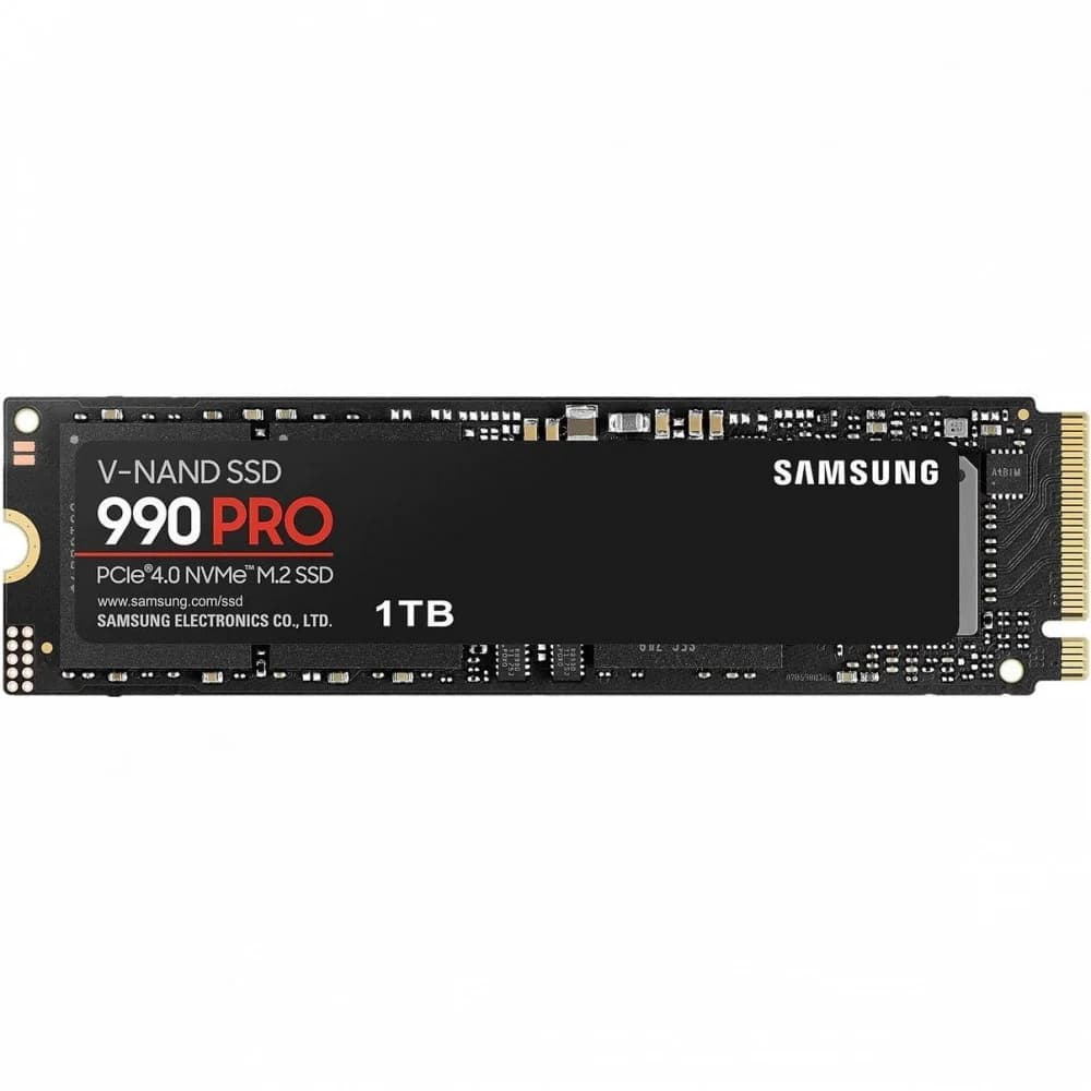 Твердотельные накопители/ Samsung SSD 990 PRO, 1TB, M.2(22x80mm), NVMe 2.0, PCIe 4.0 x4, V-NAND TLC, R/W 7450/6900MB/s, IOPs 1 200 000/1 550 000, TBW 600, DWPD 0.33 (12 мес.)