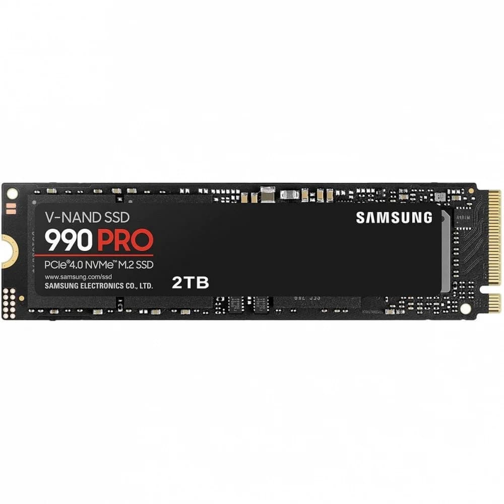 Твердотельные накопители/ Samsung SSD 990 PRO, 2TB, M.2(22x80mm), NVMe 2.0, PCIe 4.0 x4, V-NAND TLC, R/W 7450/6900MB/s, IOPs 1 400 000/1 550 000, TBW 1200, DWPD 0.33 (12 мес.)