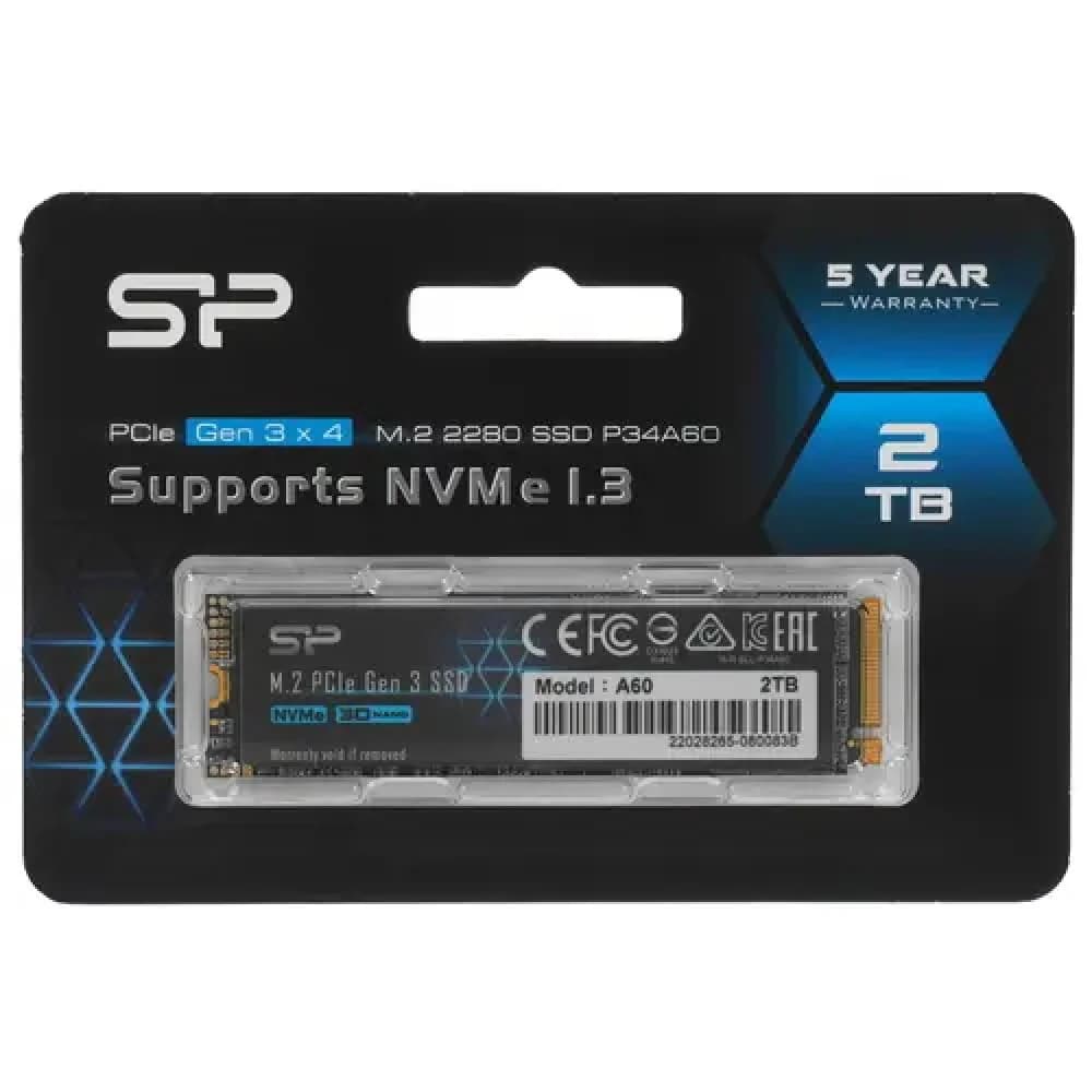 SSD M.2 PCIe 2 TB Silicon Power A60, SP002TBP34A60M28, NVMe