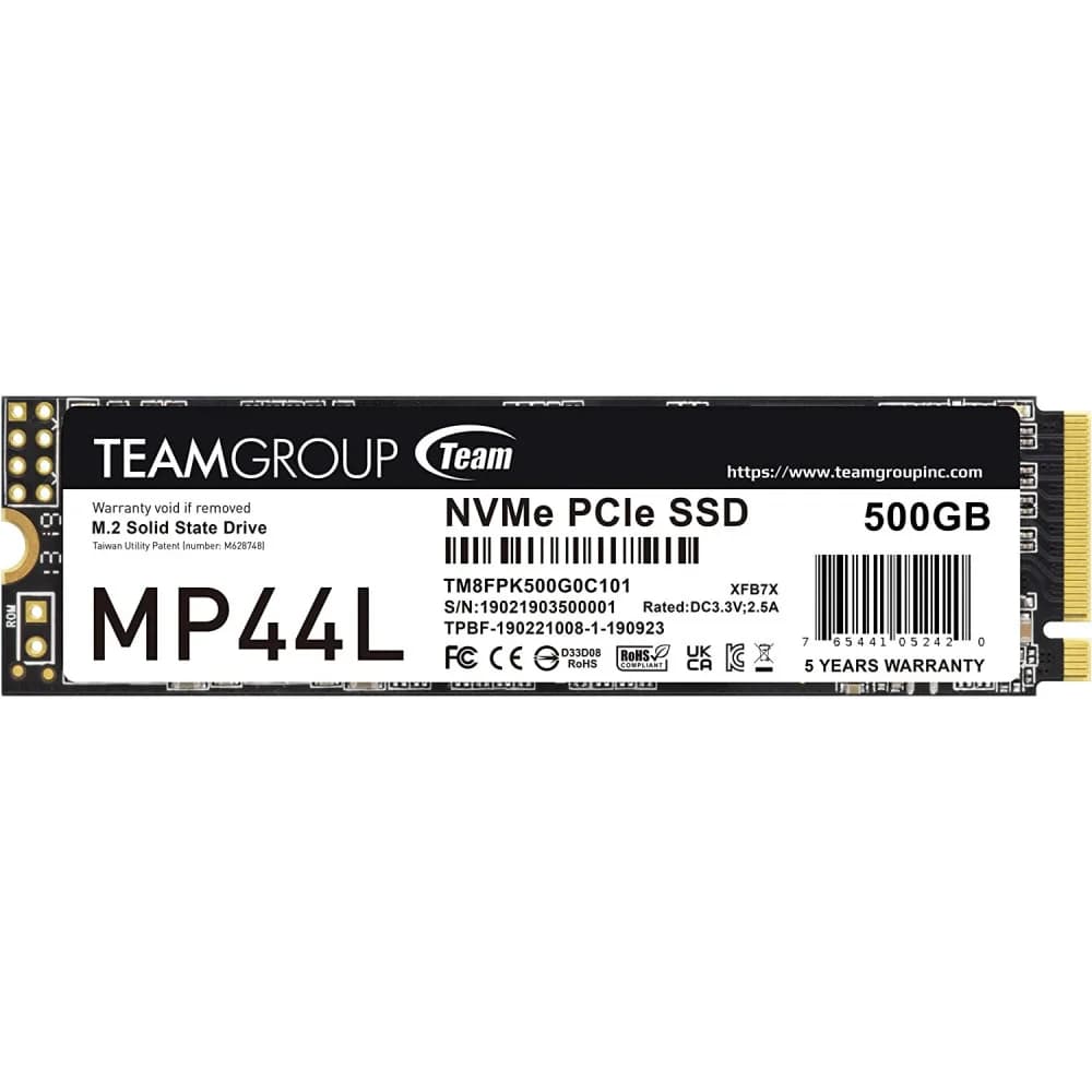 Твердотельный накопитель 500GB SSD TeamGroup MP44L PCIe 4.0 R5000Mb/s, W2500MB/s TM8FPK500G0C101