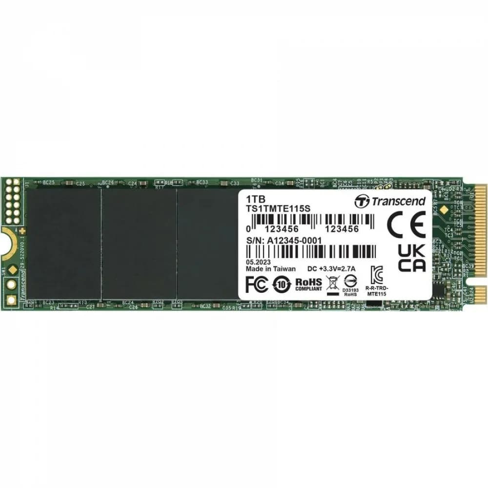 Transcend SSD MTE115S, 1000GB, M.2(22x80mm), NVMe, PCIe 3.0 x4, 3D TLC, R/W 1700/1400MB/s, IOPs 250 000/170 000, TBW 400, DWPD 0.2, (5 лет) Твердотельный накопитель PCIe 115S Поднимите производитель