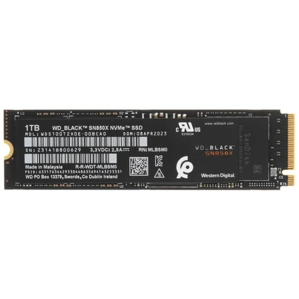 Твердотельный накопитель 1000GB SSD WD BLACK SN850X M.2 2280 NVMe R7300/W6300 WDS100T2X0E-00BCA0