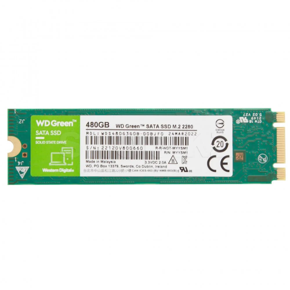 Твердотельный накопитель 480GB SSD WD Серия GREEN M.2 2280 SATA3 R545Mb/s WDS480G3G0B