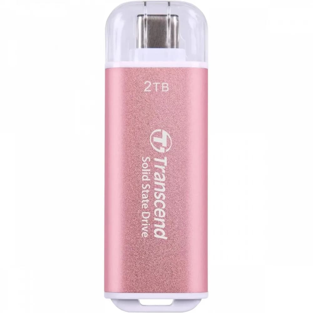 External SSD Transcend 2.0Tb ESD300 <TS2TESD300P> (USB3.2 gen 2, Type C, 1050/950Mbs, 3D NAND, 60x20x7.8mm, 9g) розовый