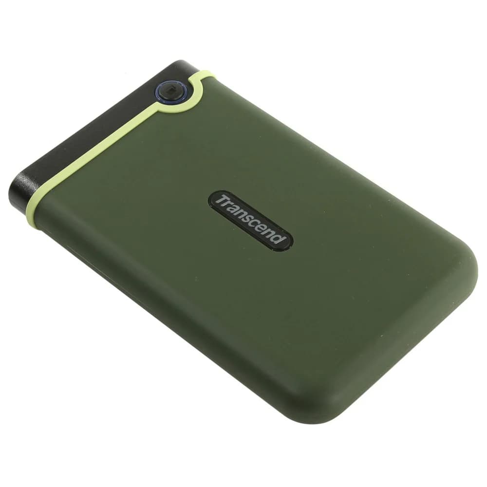 нешний жесткий диск 2TB Transcend StoreJet 25M3G, 2.5", USB 3.1, резиновый противоударный, Милитари зеленый