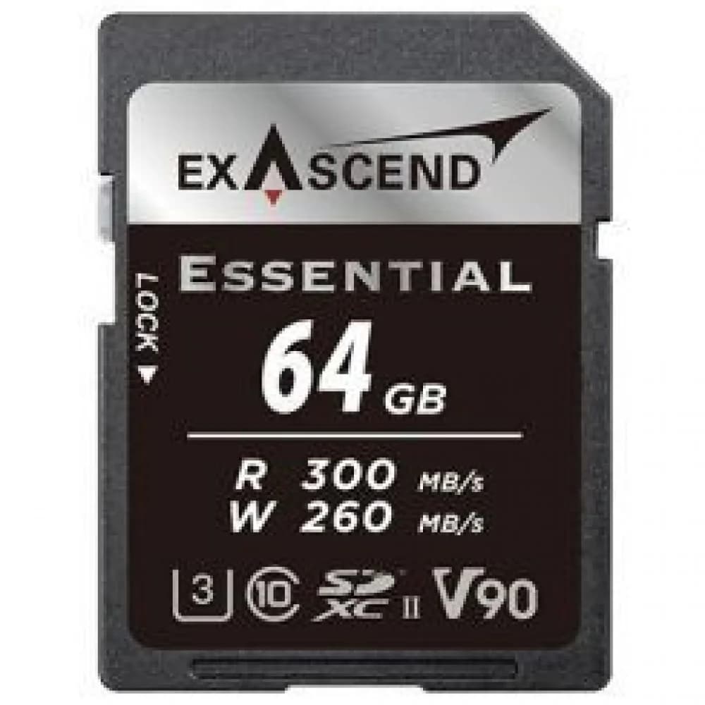 Карта памяти SD Exascend Essential, 64Gb, SDXC II, UHS-II (V90), R300/W260