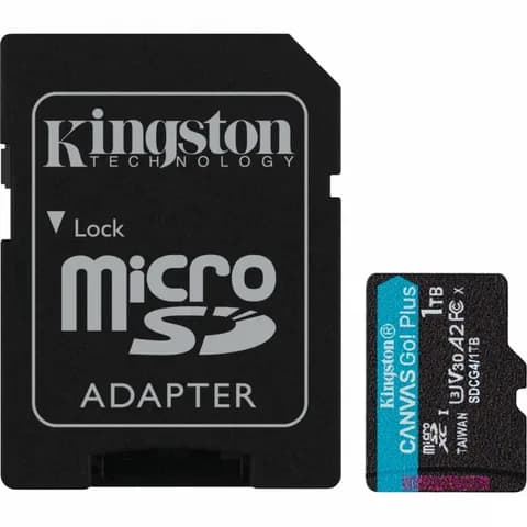 Карта памяти MicroSD, Kingston Canvas Go! Plus Gen4, 1TB, SDCG4/1TB, Class 10, UHS-I, R200/W160 + SD Adapter SDCG4/1TB